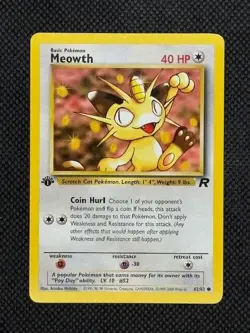 Meowth Team Rocket 1st Edition 62/82 Pokemon - Image 1