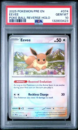 2025 POKEMON EEVEE - PRE EN-PRISMATIC EVOLUTIONS POKE BALL REVERSE HOLO PSA 10 - Image 1