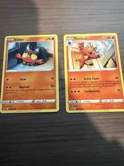 Pokemon TCG Litten Torracat 30/195 31/195 Silver Tempest NM - Image 1