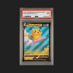 2021 POKEMON CELEBRATIONS #008 SURFING PIKACHU V PSA 9 - Image 1