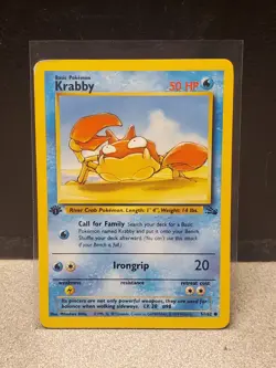 1st Edition Krabby 51/62 Fossil Set - Common Pokemon Card - Image 1