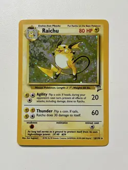 1999-2000 WOTC Pokemon Base Set 2 Raichu 16/130 Holo Card (NM) - Image 1