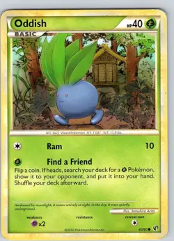Pokemon TCG Oddish HGSS Undaunted 60/90 Regular Common Card Played MP - Image 1