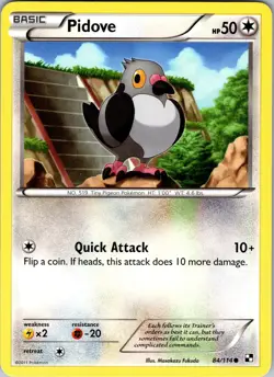 Pokemon TCG Pidove Black & White Base Set 84/114 Regular Common Card NM - Image 1