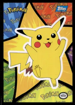 1999 Topps Pokemon First Movie Pikachu Sticker Card Blue Logo NNO - Image 1