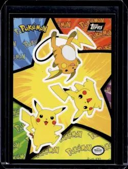 1999 Topps Pokemon First Movie Pikachu Raichu Sticker Card Black Logo NNO - Image 1