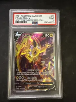 Jolteon v SWSH183 Pokemon TCG Sword & Shield Holo Black Star Promo Card PSA 9 - Image 1