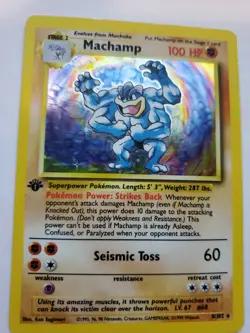 Machamp Base Set Holo Pokemon Card WOTC LP - NM - Image 1