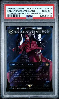 Vincent Valentine #0528 MTG Japanese Final Fantasy Borderless-Surge Foil PSA 10 - Image 1