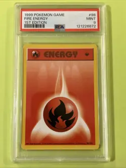 Pokemon 1st Edition Base Set Fire Energy 98/102 PSA 9 fresh grade - Image 1