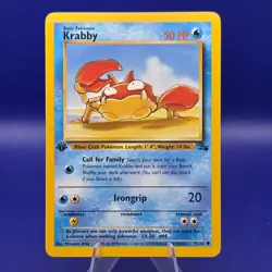 Krabby 51/62 1st Edition Fossil Common 1999 WOTC Pokemon LP - Image 1