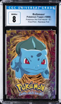 1999 TOPPS POKEMON THE MOVIE EDITION RAINBOW FOIL #E1 BULBASAUR #1 CGC 8 - Image 1