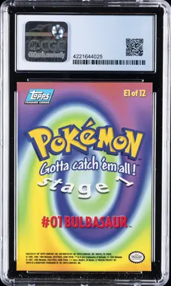 1999 TOPPS POKEMON THE MOVIE EDITION RAINBOW FOIL #E1 BULBASAUR #1 CGC 8 - Image 2