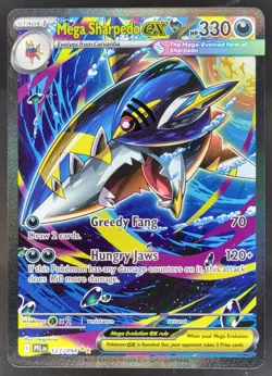 2025 Pokemon Phantasmal Flames Mega Sharpedo ex Special Illustration Rare MH - Image 1