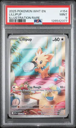2025 POKEMON WHT EN-WHITE FLARE ILLUSTRATION RARE #154 LILLIPUP PSA 9 - Image 1