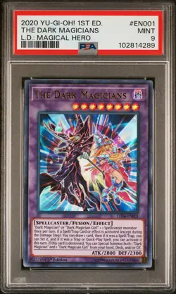 2020 YU-GI-OH! LEGEND DUELISTS MAGICAL HERO 1ST EDITION THE DARK MAGICIANS PSA 9 - Image 1