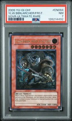 2009 Yu-Gi-Oh! Stardust Overdrive 084 Yellow Baboon, Archer of the Forest PSA 7 - Image 1