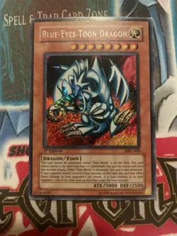 Asian English Blue-Eyes Toon Dragon MRL-000 Magic Ruler 1st Edition LP - Image 1