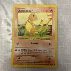 Pokemon TCG Charmander Shadowless Common Card 46/102 Base Set MP - Image 1