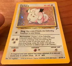 Pokemon TCG: Clefairy 6/130 (2000) Base Set 2 • Vintage Holo Foil Rare Card - Image 3