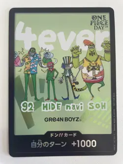 ONE PIECE Don !! Card Gre4n BOYZ 4ever ONE PIECE Day 2024 Promo Japanese LP - Image 1