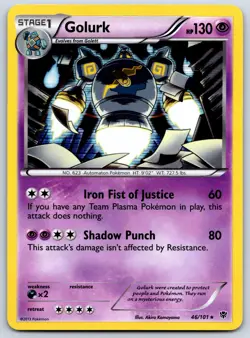 Golurk - Holo Rare - Plasma Blast 46/101 Akira Komayama Pokemon Card LP - Image 1
