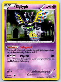 Sigilyph - Cosmos Holo - Dragons Exalted 52/124 Psychic Gym Pack Pokemon Card NM - Image 1