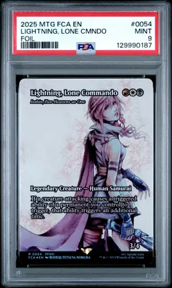 2025 MTG FINAL FANTASY: THROUGH THE AGES FOIL LIGHTNING, LONE COMMANDO PSA 9 - Image 1