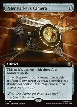 x1 Peter Parker's Camera - Foil - Extended Art R MTG Marvel's Spider-Man M/NM, E - Image 1