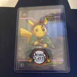 Tanjiro Demon Slayer (Pikachu) #E18 Purple Holo Box Hit Pokemon Pikachu Cosplay - Image 1