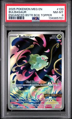 2025 POKEMON MEG EN-MEGA EVOLUTION ENHANCED BOOSTER BOX TOPPER BULBASAUR PSA 8 - Image 1
