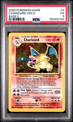 2000 POKEMON BASE SET 2 #4 CHARIZARD-HOLO PSA 5 - Image 1