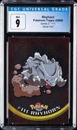 2000 TOPPS POKEMON TV ANIMATION SERIES 2 FOIL #111 RHYHORN CGC 9 - Image 1