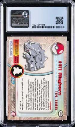 2000 TOPPS POKEMON TV ANIMATION SERIES 2 FOIL #111 RHYHORN CGC 9 - Image 2