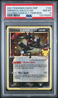 2021 POKEMON SWSH BLACK STAR PROMO #144 GRENINJA-GOLD STAR PSA 8 - Image 1