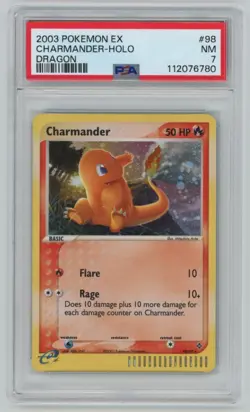 2003 Pokemon EX Dragon City Champions Charmander Holo 98/97 #98 PSA 7 - Image 1