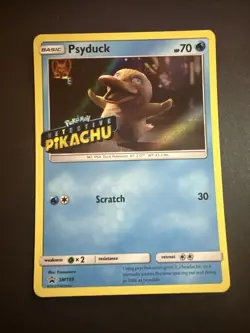 Detective Pikachu Psyduck Stamped Promo Holo Pokemon TCG Sun & Moon SM199 NM - Image 1