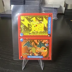 2022 Pokemon Pokedex Sticker Charizard/Pikachu #06/25 Gold Foil - Image 1