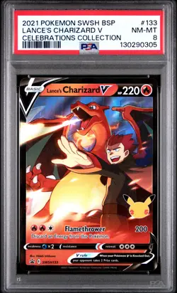 2021 POKEMON SWSH PROMO CELEBRATIONS COLLECTION LANCE'S CHARIZARD V PSA 8 - Image 1