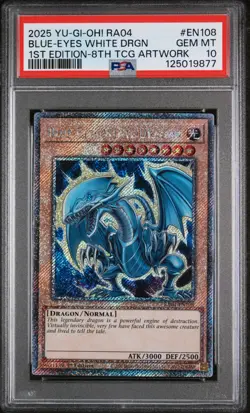 2025 YU-GI-OH! RA04-QUARTER CENTURY STAMPEDE BLUE-EYES WHITE DRAGON PSA 10 - Image 1