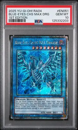 2025 YU-GI-OH! RA04-QUARTER CENTURY STAMPEDE BLUE-EYES CHAOS MAX DRAGON PSA 10 - Image 1
