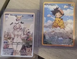 Ash & Pikachu + Mimikyu Waifu DBZ Cosplay Custom Fan Art Pokemon Cards - Image 1