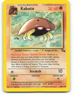 POKEMON CARD KABUTO 50/62 NO 140 SHELLFISH POKEMON TCG CCG - Image 1