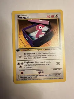 Porygon 48/82 1st Edition NM Team Rocket WOTC Pokemon Card 47C - Image 1