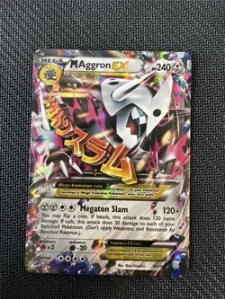 M Aggron EX 94/160 XY Primal Clash Mega Holo Ultra Rare 2015 Pokemon Card DAMAGE - Image 1