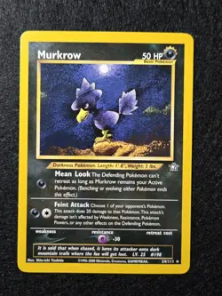 Murkrow 24/111 Rare Neo Genesis Pokemon Card - LP - Image 1