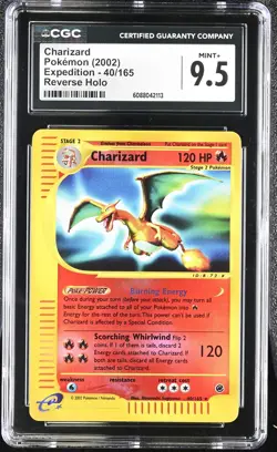 CGC 9.5 MINT+ Charizard 2002 Expedition 40/165 Reverse Holo Pokemon Card - Image 1