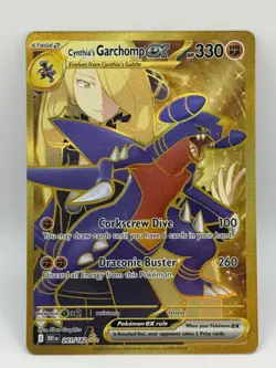 Pokemon Destined Rivals Cynthia's Garchomp EX Gold Hyper Rare Card 241/182 OBO - Image 1