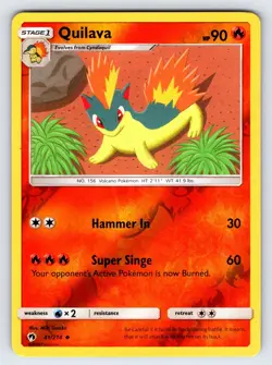 Quilava 41/214 Sun & Moon Lost Thunder Pokemon Card Reverse Holo Uncommon - Nm - Image 1