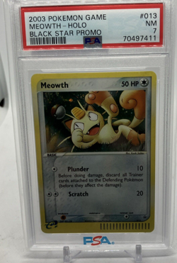 Meowth PSA 7 Pokemon Card. Black Star Promo Holo #013. WOTC 2003 Mint Swirl - Image 1